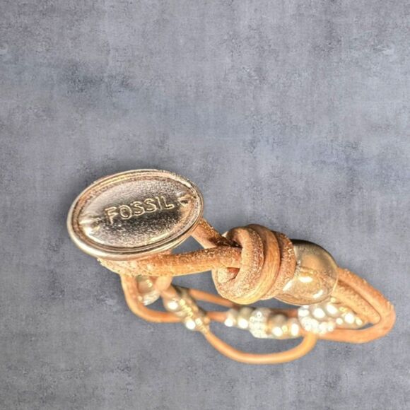 Fossil Multi-Strand Leather Bracelet – Rose Gold & Rhinestones - Picture 3 of 3